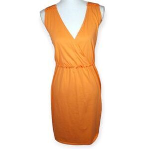 WHISPERS & WINKS ORANGE V-NECK DRESS SZ.28 EUC.